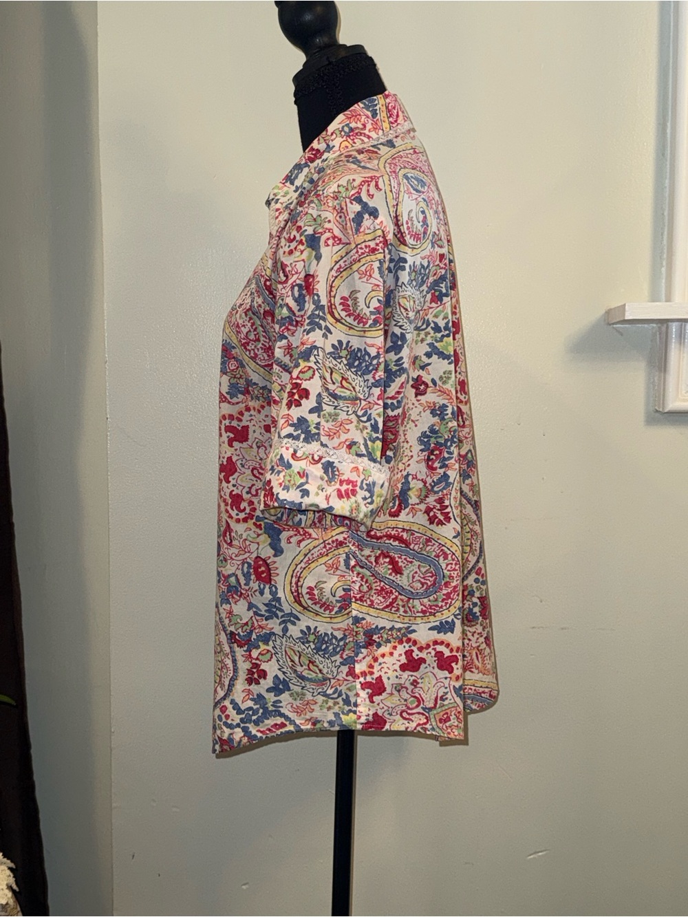 Ralph Lauren White Multicolor Paisley Short Sleeve Button-Down Shirt - Picture 3 of 11